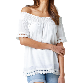 Roman Lace Detail Shirred Bardot Top42