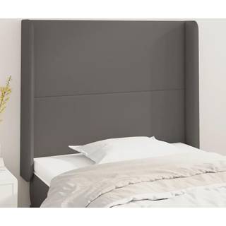 Sengegavl Med Kanter Kunstlæder - Grå / 93 x 16 x 118/128 cm