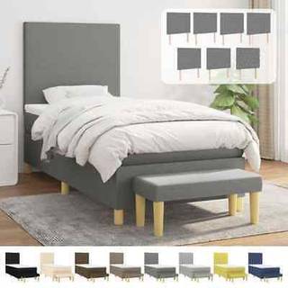 Kontinentalseng Med Madras Stof Mørkegrå - Ensfarvet med søm / 120 x 200 cm