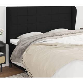 sengegavl med kanter 183x23x118/128 cm stof sort
