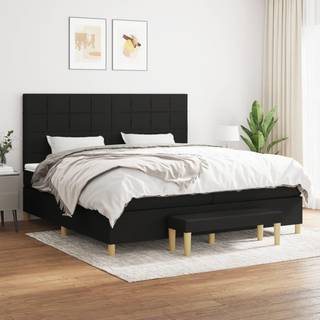 kontinentalseng med madras 200x200 cm stof sort