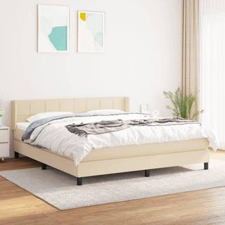 kontinentalseng med madras 160x200 cm stof cremefarvet