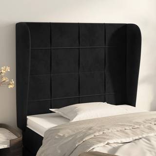 sengegavl med kanter 93x23x118/128 cm fløjl sort