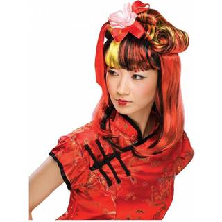 Dragon Lady Perücke schwarz-rot