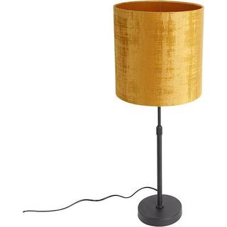 Bordlampe sort fløjlsskærm guld 25 cm justerbar - Parte