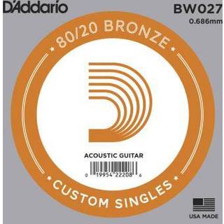 D'Addario BW027 Bronze sår akustisk guitar enkelt streng .027