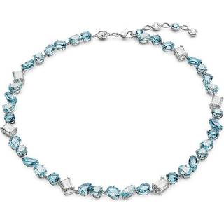 Gema Halskette, Verschiedene Schliffe, Blau, Rhodiniert