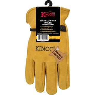 Kinco 50BT-XL Suede Cowhide l?derhandske med pull-stropp-Holdbar tilpasset fit manchet Anti-Fatigue Design Komfortabel ud-s?m-konstruktion g?rd R