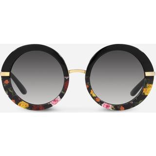 Dolce & Gabbana Kvinde DG4393 34008G Solbriller Acetat Sort Grå Rund Normal Skygge