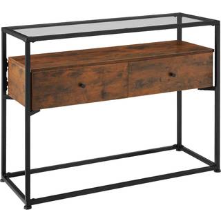 Konsolbord Reading 101,5x41,5x80,5cm - Industrielt mørkt træ, rustikt