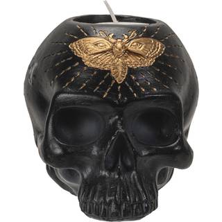 Totenkopf Teelichthalter mit Totenkopfschwärmer 11cm