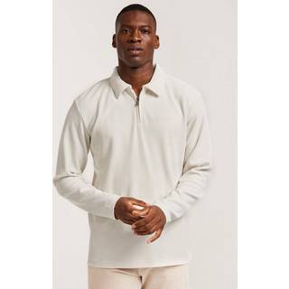 Selected Relax Plisse Half Zip LS Polo Egret