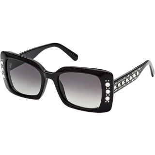 Swarovski Kvinde SK0370 01B Outlet solbriller Acetat Sort Grå Firkantet Normal Skygge