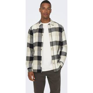 ONLY & SONS GUDMUND LS CHECK SHIRT Star White