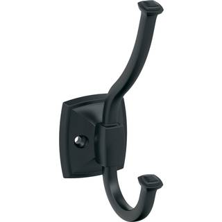 Amerock H37002MB | Kinsale Double Prong Decorative Wall Hook | Matte sort krog til frakker hatte rygsække tasker | Kroge til badeværelset sovevær