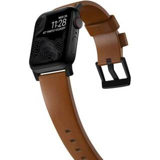 Nomad Apple Watch Series 10 46mm Modern Leather Band English Tan (Black Hardware)