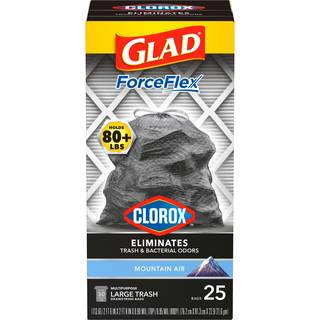 Glad affaldsskke Store affaldsskke med snoretrk ForceFlex med Clorox 30 Gallon Mountain Air 25 Count