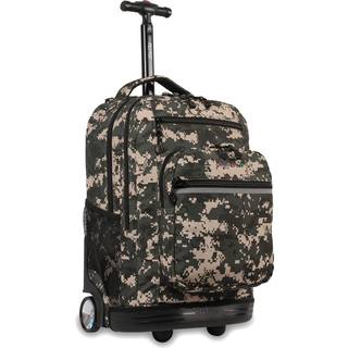 J World New York Sundance Rolling Backpack Girl Boy Roller Bookbag Green Camo 20 tommer