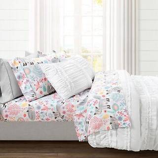Lush Decor Pixie Fox Soft Sheet Set 4 stykker Sæt Twin Gray & Pink - Twin Bedark - Toddler Bedding Set til piger - Twin Sheets - Kids Whimsical S
