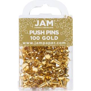 Jampapir Farverige push -stifter - Gold Pushpins - 100/Pack