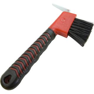 Intrepid International Rubber Handle Hoof Pick With Brush Red - Det ultimative v?rkt?j til let reng?ring af hestev?den og mere