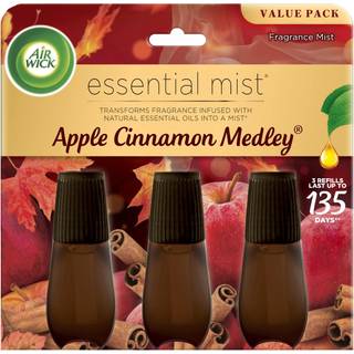 Air Wick Essential Mist Genopfyldning 3 stk Æble-kanelblanding – Duft til aromadiffuser med æteriske olier til efterårsdekoration