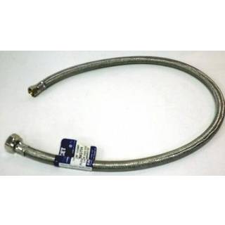 Eastman 30 tommer stål-flex flettet vandhane til 1/2 tommer FIP X 3/8 tommer komprimering Rustfrit stål vandhane forsyningslinje 48007