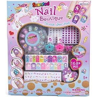Varmt fokus duftende neglebutik - 168 stykker enhj?rning neglekunst s?t inkluderer presse p? negle negleplaster negleklisterm?rker neglelakker ne