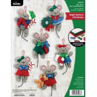 Bucilla 89288e Felt Applique Christmas Ornament Kit Night Before Christmas Set på 6