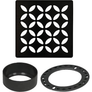 Schluter Kerdi -Drain Floral Shower Grate Kit med integreret bindingsflange - Ideel til fliser - Rustfrit stål 4 -tommer rist firkant