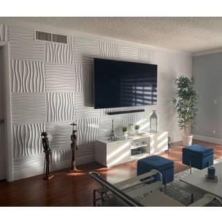 Art3D Plastic 3D Wall Panel PVC Wave Wall Design White 19.7 """" X 19.7 """" (12-Pack)