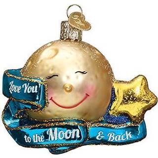 Old World Julepynt elsker dig til månen og rygglasblæst ornamenter til juletræ