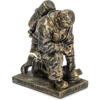 Dicksons glad i håb beder brandmand 5 tommer grå harpiks stenbord top figur