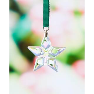 Swarovski ?rlige udgave 2023 Lille Star Ornament med gr?nt b?nd og guldfarvet f?rdige accenter En del af Swarovski ?rlige udgave samling