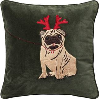Chhatwal & Jonsson Holiday Dog Pudebetræk 50x50 Cm t - Pyntepuder & Betræk Bomuldsfløjl Skovgrøn - CC990173-22V