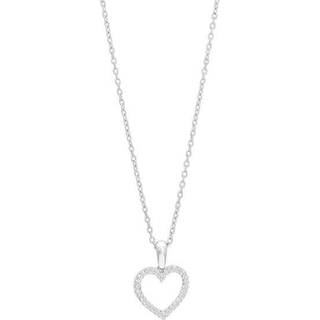 Siersbøl - 14kt. hvidgulds hjerte 0,09ct diamanter m sølv kæde**