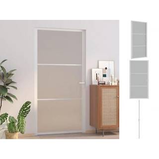 dør 102,5x201,5 cm sikkerhedsglas mat glas og aluminium hvid