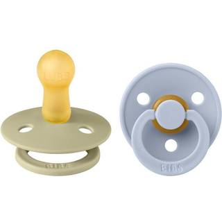 Bibs Pacifier Colour Latex Size 2 Khaki/Dusty Blue (2 stk)