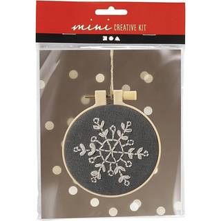 DIY Broderi Kit - Snefnug i Grå til Juleophæng