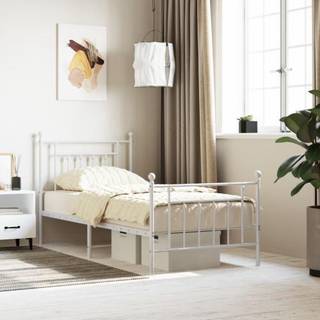 sengeramme med sengegavl og fodgærde 90x190 cm metal hvid