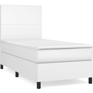 kontinentalseng med madras 90x200 cm kunstlæder hvid
