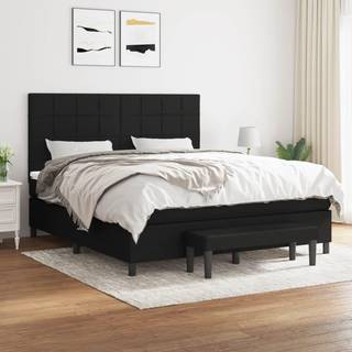 kontinentalseng med madras 160x200 cm stof sort