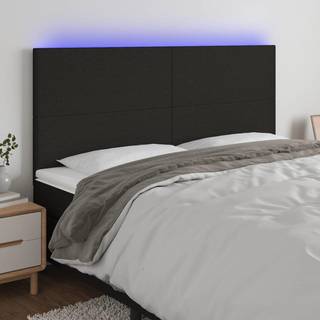 Sengegavl Med Led-Lys Stof - Sort / 160 x 5 x 118/128 cm
