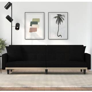 sovesofa med hynder stof sort