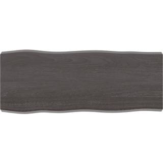 bordplade 100x40x(2-6) cm naturlig kant behandlet træ mørkebrun