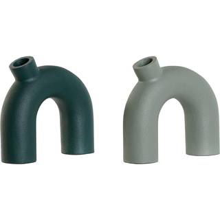 Vase Home ESPRIT Grøn Aluminium 19 x 5 x 17 cm (2 enheder)