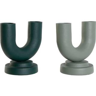 Vase Home ESPRIT Grøn Aluminium 18 x 13 x 19 cm (2 enheder)