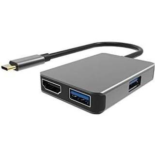 NÖRDIC 1 til 4 C USB Docking 1xHDMI 4K 30Hz 1xUSB C 60W PD 2xUSB3.1 5Gbps aluminium space Gray
