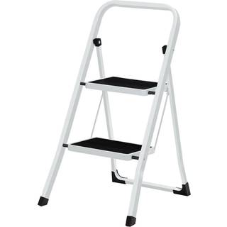 Songmics GSL12WT foldet trinstige med 2 trin, foldesektion, sikkerhedslåsemekanisme, let at opbevare, belastningskapacitet 150 kg, Tüv Rheinland-teste