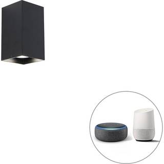 Smart firkantet væglampe sort inkl. Wifi GU10 - Sabbir